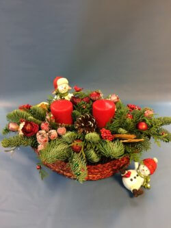 Новогодняя композиция с нобилисом(канадской елью) и свечами